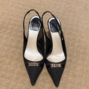 Dior Black Slingback Heels Size 38